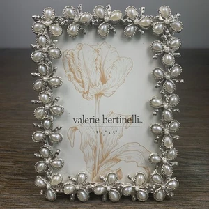 Valerie Bertinelli White Bead Silver Tone Floral Enamel Picture Photo Frame - Picture 1 of 8
