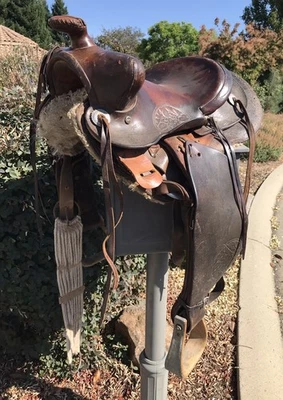 Sillín antiguo Hess & Hopkins Western Ranch Rockford ILL Foto 1 de 4