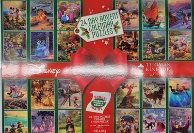 Thomas Kinkade Disney 1000pc 24-Day Advent Calendar Puzzle Christmas/Holidays - Image 1 of 4