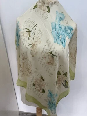 S16# cartier multicolore Silk Scarf 34 inch has pulled thread &stain - Image 1 of 4