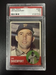 1963 Topps Jim Davenport San Francisco Giants #388 Baseball Card PSA 7 NM - Picture 1 of 2
