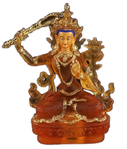 Manjushri Prajnaparamita sutra Buddha Tibetan water Liuli coloured glaze Statue - Picture 1 of 12