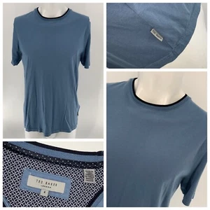 Ted Baker Crewneck T-Shirt M Men Ted sz 4 Blue Cotton Modal Turkey YGI N4-7 - Picture 1 of 12