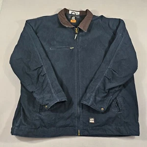 Berne Jacket Mens 4XLT Black Detroit Style Canvas Work Fleece Lined Workwear - Picture 1 of 20
