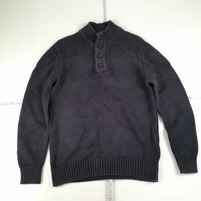 JOHN ROCHA Jumper Medio Azul Marino 1/4 Cremallera Botón Jumper Hombres Tejid... - Imagen 1 de 4