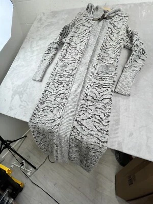 Christian Cota Hooded Long Knit Cardigan Coat M Wool Blend Toggle Closure Gray - Image 1 of 4