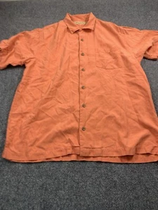 Tommy Bahama Shirt Mens Medium Orange Striped Short Sleeve Silk Button Up - Picture 1 of 13
