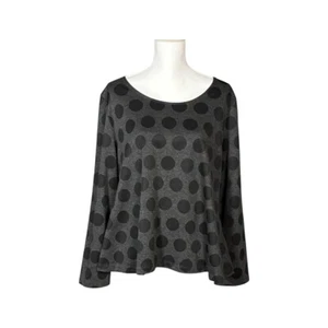 Bryn Walker Knit Top Size Medium Black Gray Dot Abstract Artsy Lagenlook Boxy - Picture 1 of 9