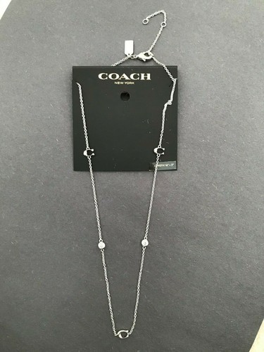 NUOVO! Collana corta catena firmata COACH 16" 18" argento F37669 Nuova con etichette