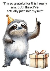 Brother Happy Birthday A5 Sized Card Adult Humorous Funny Birthday Card Sloth - Picture 1 of 2