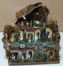 Presepe artigianale in sughero e cartone con led - 30x30x27 cm