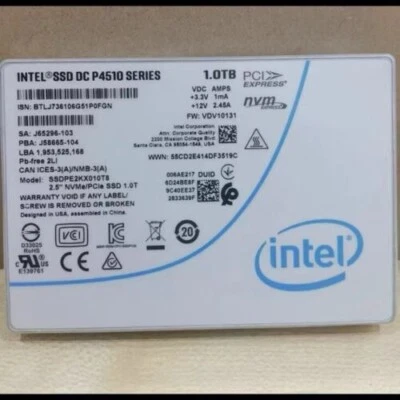 Intel 1TB SSD DC P4510 Series NVME U.2 SSDPE2KX010T8 Solid State Drive - Bild 1 von 2