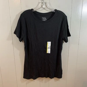Time and Tru Black Fitted Super Soft Black Knit Short Sleeve T Shirt Top L 12 14 - Picture 1 of 11