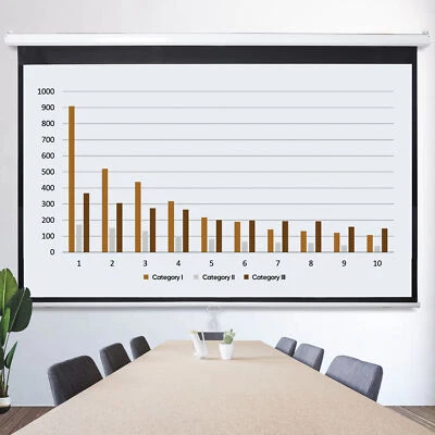 80" 16:9 Manual Pull Down Projector Screen HD Home Movie Theater Vivid Screens - Image 1 of 4