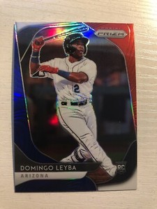 2020 Panini Prizm Red White Blue Refractor Domingo Leyba DBacks RC 10