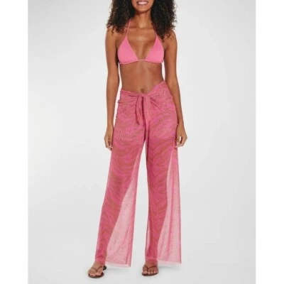 VIX Pantalones Pareo Encubrir L Rosa Malla Diani Cebra Transparente Ropa de Resort Playa NUEVO Foto 1 de 4