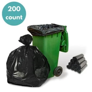 LLDPE Black Star Seal Trash Can Liner Bag, 33 Gal, 1 Mil, 33" x 39", 200 Pcs - Picture 1 of 5
