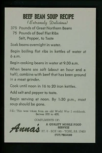 Recipe postcard US Beef Bean Soup Recipe - Picture 1 of 2
