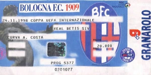 C0876 - Vecchio BIGLIETTO PARTITA CALCIO - 1998: BOLOGNA - REAL BETIS - Imagen 1 de 1