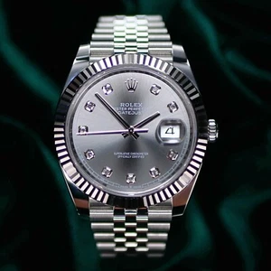 Rolex Datejust 41 Rhodium Diamond Markers Jubilee Steel MINT COMPLETE SET 126334 - Picture 1 of 15