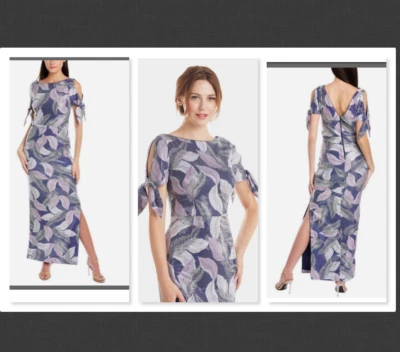 NEW JS  Collections  Carmen Column Evening Gown In Blue Size 16       #B831 - Image 1 of 4