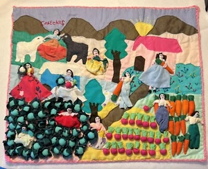 Vintage Peruvian 3D Cosecha Handcrafted Folk Art Tapestry 20” X 17” Harvest - Picture 1 of 6