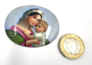 Antike große Porzellan feine handbemalte Mutter & Kind Kamee viktorianisch um 1850 - Bild 1 von 12