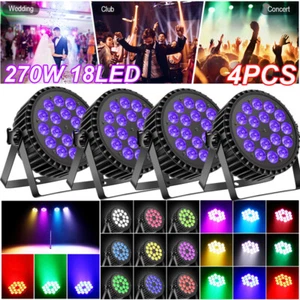 4PC 270W PAR Lights RGBW Stage Lighting 18LED DMX DJ Disco Party Club Show Light - Picture 1 of 12