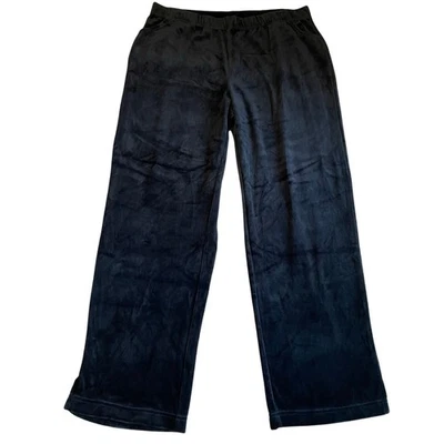 Quacker Factory Y2K Black Velour Elastic Waist Straight Leg Pull On Pants Large - Image 1 of 4