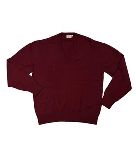 Neiman Marcus mens XL 44 red wine solid 100% cashmere v-neck sweater EUC - Picture 1 of 3