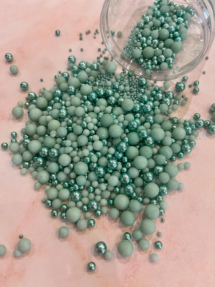 Green Edible Cupcake Cake Topper Sprinkles (35g Pouch) (Pastel/Metallic Green)  - Image 1 of 1