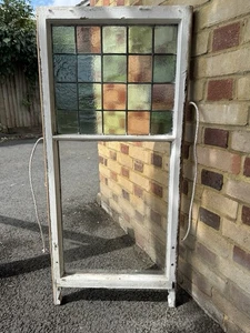 Reclaimed Victorian Leaded Light Stained Glass Window Panel 1165 Or 1065 x 525mm - Picture 1 of 10