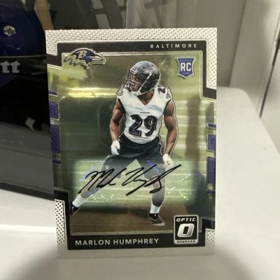 Donruss Optic Marlon Humphrey Rookies 2017 automático radiocontrol novato #128 Ravens Foto 1 de 2