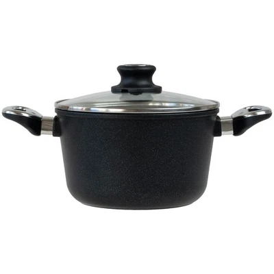 BAF Kochtopf 20 cm Aluguss rund hoch Fleischtopf Suppentopf Antihaft Glasdeckel - Bild 1 von 4