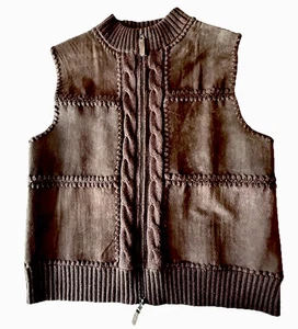 Vintage Designer Studio Original Brown leather vest Large Womens - Picture 1 of 6