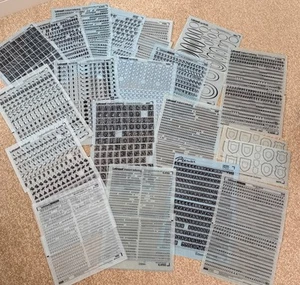 VTG Letraset Rub On Lettering & Symbols Decals 38 Sheets Lot *Artist Estate Sale - Picture 1 of 5