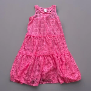 Cat & Jack Girls Neon Pink Eyelet Lace Twirly Swimsuit Cover Up Dress Size XL - Picture 1 of 6