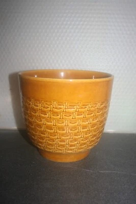 blumenübertopf keramik in Braun mit Flechtmotiv 18 x 20 cm für Blumentöpfe 18 cm - Bild 1 von 4