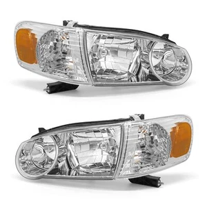 Juego De 2 Faros Delanteros Para 2001-2002 Toyota Corolla Carcasa Cromo NUEVO - Imagen 1 de 9