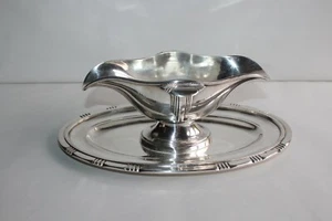 Saucière à plateau métal argenté poinçon, époque Art déco - Imagen 1 de 10