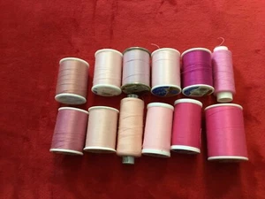 Pink Thread Lot - 12 spools sewing thread in various shades of Pink - Picture 1 of 4