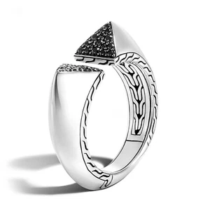 JOHN HARDY Tiga Black Sapphire & Spinel Open Band Ring in Sterling Silver Size 6 - Picture 1 of 5