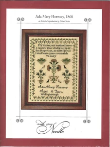 ''With My Needle'' Pattern Sheet for Ada Hornsey X Stitch Sampler Repro 1868 New - Picture 1 of 3