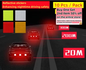 Set of 10 : Reflective Decal Auto Car Nighttime Driving Safety Warning Stickers - Picture 1 of 12