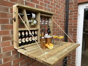 Wooden Garden Wall Gin Bar Decorative Rustic Fence Folding Timber - Picture 1 of 12
