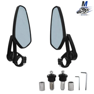 Espejos retrovisores laterales de extremo de manillar de motocicleta de 7/8" para Honda Yamaha Kawasaki - Imagen 1 de 7