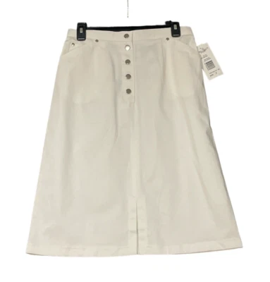 David Emanuel Collectibles Skirt Size 8 White Flat Front Buttons Pockets - Image 1 of 4