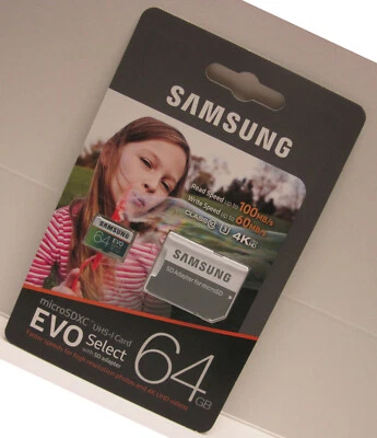 Samsung 64GB Micro EVO select U1 4K HD SD card YUNEEC Q500 4K Typhoon Quadcopter - Image 1 of 4