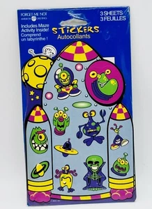 Pegatinas vintage American Greetings nave espacial alienígena 3 hojas nuevas - Imagen 1 de 4