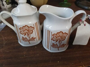 Royal Staffordshire J&G Meakin England Lotus Ironstone Creamer And Sugar Bowl - Picture 1 of 2